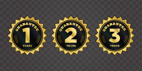 Golden Guarantee Badges for 1, 2, and 3 Years