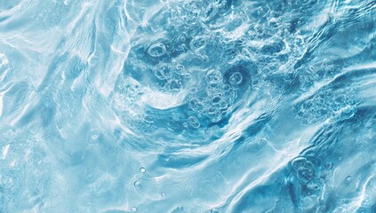 Obraz premium Close-up of light blue water with swirling patterns and air bubbles