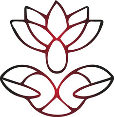 A vibrant red and white floral design featuring stylized lotus blossoms with flowing lines perfect for decorative uses on transparent background