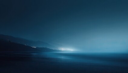 Coastal night scene, hazy ambiance