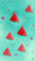 Refreshing summer watermelon pattern watercolor illustration evokes cool turquoise freshness