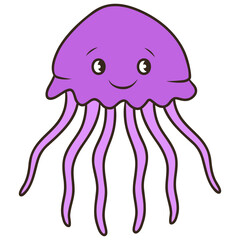 Illustration of a Smiling Jellyfish Cartoon