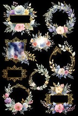 Gilded Floral Frames: Watercolor Wreaths & Elegant Borders for Design