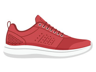 A vibrant red athletic sneaker with a white sole, perfect for running and casual wear