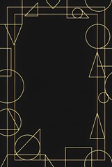 Geometric Opulence: Gold Line Art on Black Minimalist Design