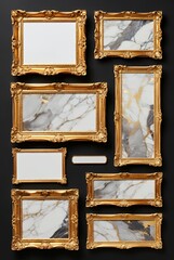 Ornate Gold Framed Marble Art: Vintage Carved Wall Decor Collection