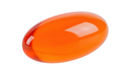 Orange gel capsule isolated PNG, single vitamin supplement pill on transparent background for health and wellness concepts