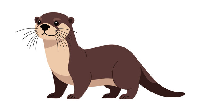 A charming cartoon illustration of a playful otter, a sleek brown mammal known for its aquatic lifestyle and endearing features