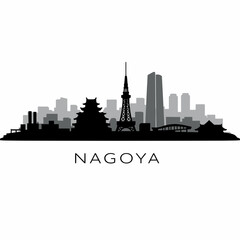 Nagoya Japan city skyline silhouette vector illustration