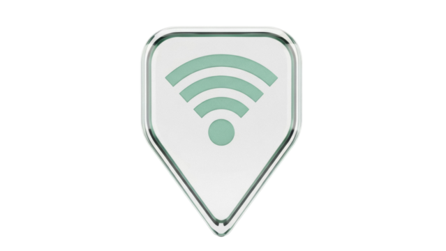 Modern wifi signal icon PNG isolated on transparent background, wireless internet connection symbol for technology and communication - Powered by Adobe
