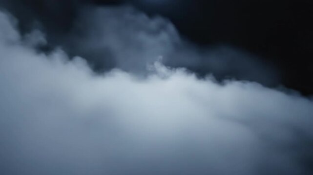 Cinematic ground level shot of deep ethereal fog rolling slowly across a dark empty void creating a sense of isolation and mystery deep, concept, drama