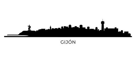 Gijon Spain city skyline silhouette vector illustration