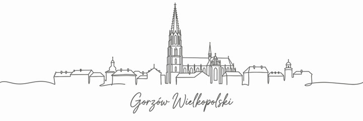 Gorzow Wielkopolski city skyline line art vector illustration