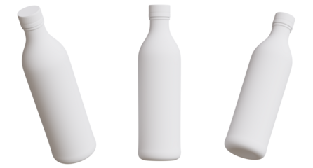 3d render of Plastics Bottle Mockup Set transparency Background