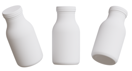 3d render of Plastics Bottle Mockup Set transparency Background