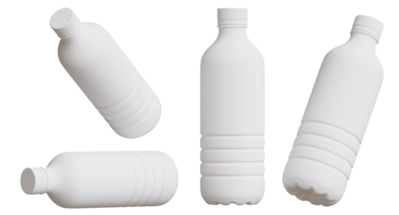 3d render of Plastics Bottle Mockup Set transparency Background
