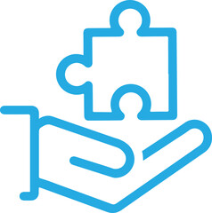 Obraz premium A blue hand gently holding a single jigsaw puzzle piece