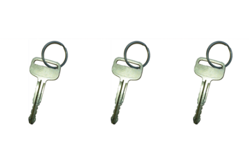 key isolated on white, key isolated on white background, key on white background.  Close up view realtor broker home keychain showing to new owner.