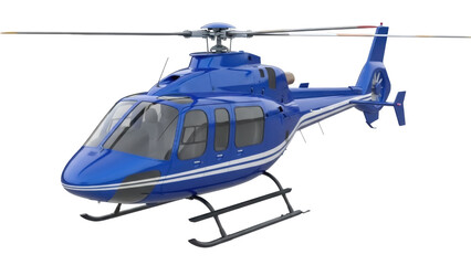 Blue helicopter PNG isolated on transparent background, modern aircraft with rotor blades for transportation and travel concepts © Cristian