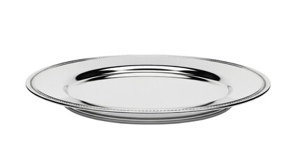 Elegant silver charger plate isolated PNG, decorative serving dish for formal dining and special occasions on transparent background
