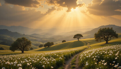 sunset over the field