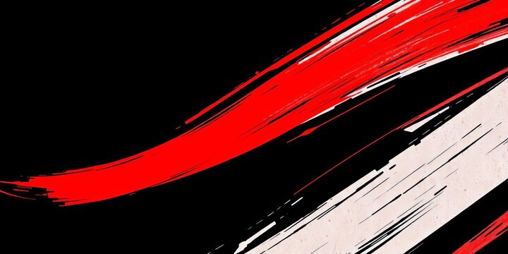 Abstract grunge red & white brushstrokes, sporty vibe on black, stylish, overlay