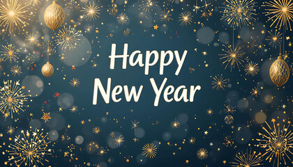  Happy new year greeting card with snowflakes