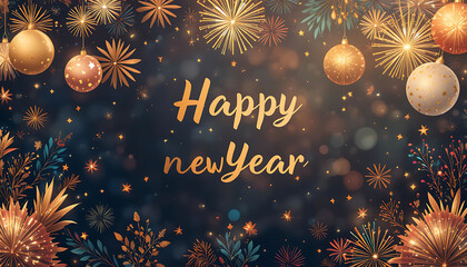 Happy new year background with fireworks