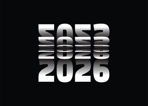 Passing into New Year 2026 Flip text effect isolated on black background, Vector text Illustration.	