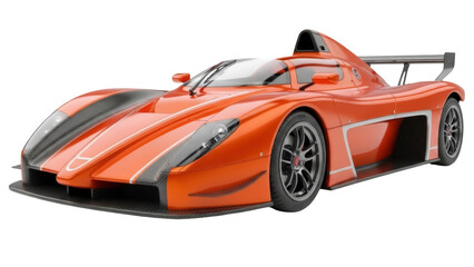 Orange sports car PNG isolated on transparent background, modern race vehicle for design and automotive projects