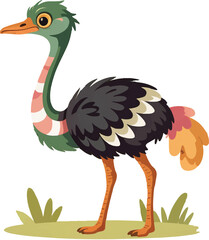 Naklejka premium ostrich cartoon isolated on white