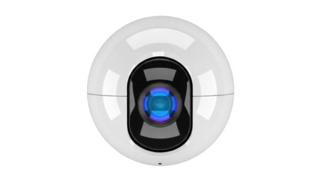 Modern white security camera PNG isolated on transparent background, surveillance technology for home safety and monitoring - Powered by Adobe