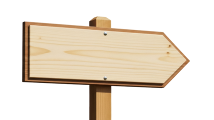 Wooden arrow sign PNG isolated on transparent background, directional signboard for advertising and navigation purposes