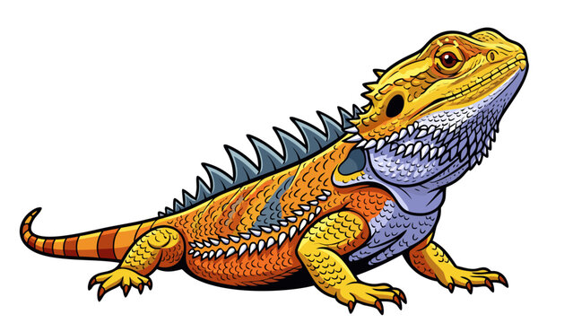 Bearded Dragon Reptile Animal Illustration with Spikes and Scales