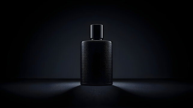 Luxury Black Perfume Bottle Mockup on Dark Reflective Background