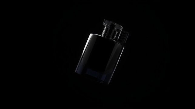 Luxury Black Perfume Bottle Mockup on Dark Reflective Background