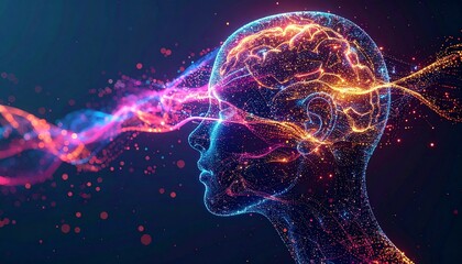 Abstract 3D Visualization of Data Flow and Artificial Intelligence in Human Brain