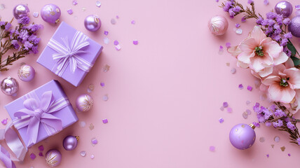 christmas decoration on pink background