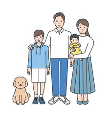 家族のイラストベクター素材（2世代4人）