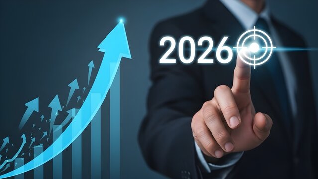 Businessman setting a clear vision and achieving significant growth targets for the year 2026 - Powered by Adobe