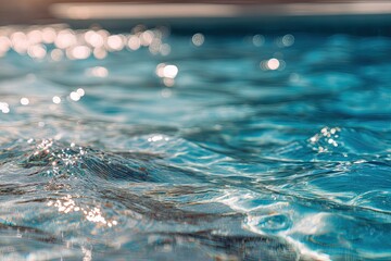 Sunlight dances on shimmering blue water, creating a tranquil, refreshing atmosphere