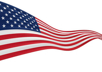 Fototapeta premium American flag waving freely in the wind isolated on transparent background 