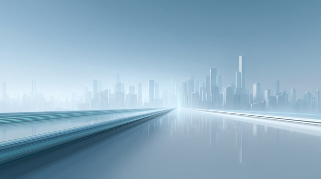 Futuristic City Data Flow Fast Lane Technology Background with Copy Space