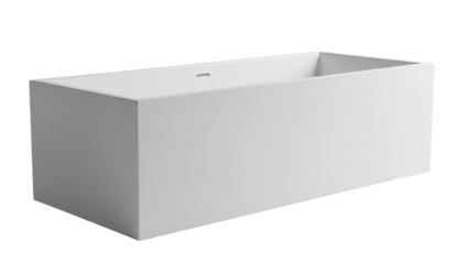 Modern rectangular bathtub PNG isolated on transparent background, contemporary bathroom fixture for relaxation and home improvement projects