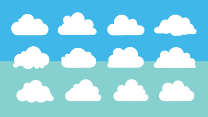 Collection of fluffy white clouds isolated against a vibrant blue sky, symbolizing weather and nature's beauty
