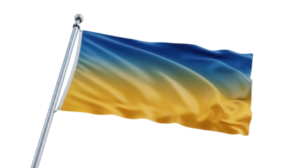 Waving flag of the Republic of Ruthenia PNG isolated on transparent background, national symbol of the country in blue and yellow colors