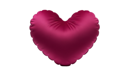 Magenta heart-shaped pillow PNG isolated on transparent background, soft cushion for Valentine s Day and romantic decoration