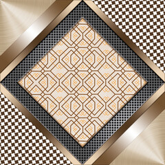 abstract geometric pattern in gold metal