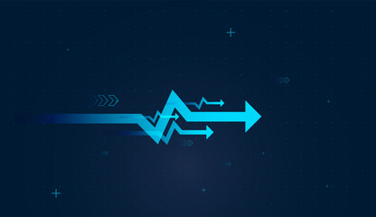 A gradient arrows suggests accelerating performance moving forward of finance arrows. The Zigzag paths merge into one bold arrow, echoing strategy alignment
