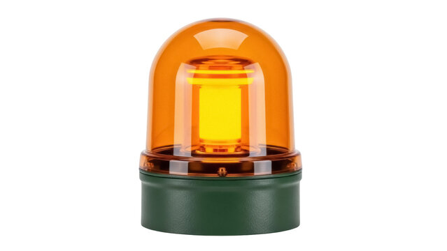 Amber warning light PNG isolated on transparent background, emergency beacon for construction and safety applications